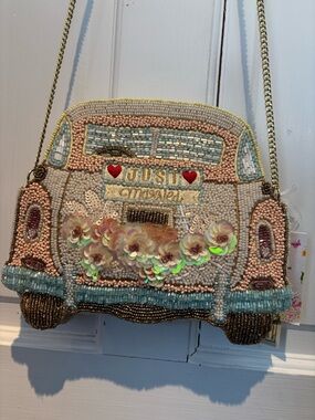 Handcrafted in India Just Married bead bag NWT